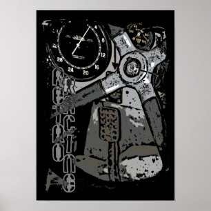 Poster O Oldtimer de competência retro detalha o design