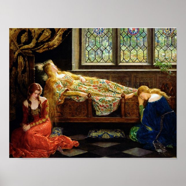 Póster O óleo de beleza adormecida na pintura de canvas (Frente)