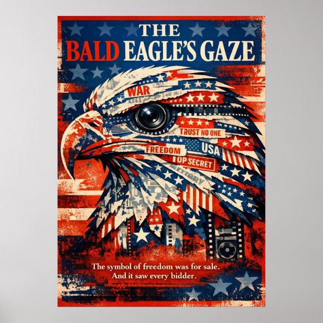 Poster O Olhar do Águia Careca Arte Patriota (Frente)