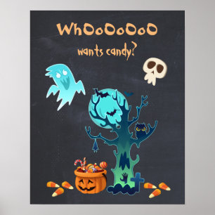 Póster O OoO quer doces? Cena de Dia das Bruxas Spooky