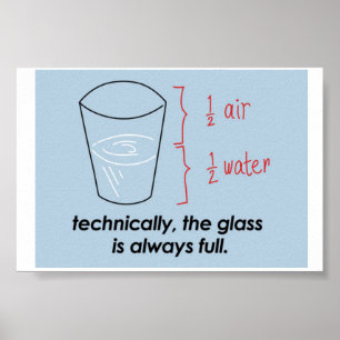 Poster O optimista o vidro está sempre completo
