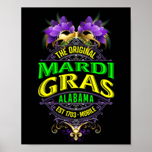 Poster O original Mobile Alabama Mardi Gras