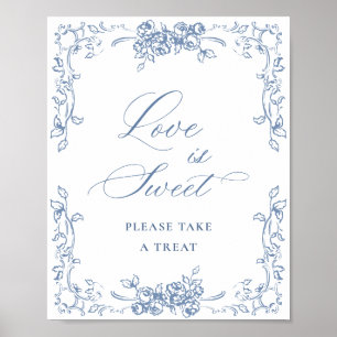 Poster O Ornamentado Renascentista Dusty Blue Floral Love