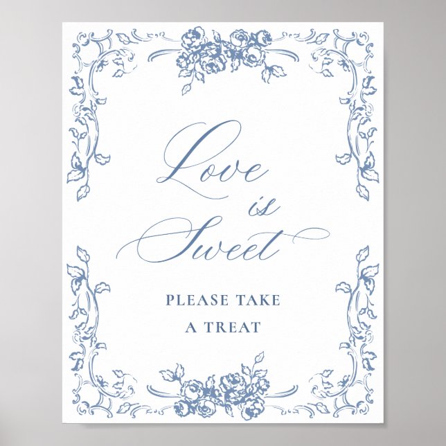 Poster O Ornamentado Renascentista Dusty Blue Floral Love (Frente)