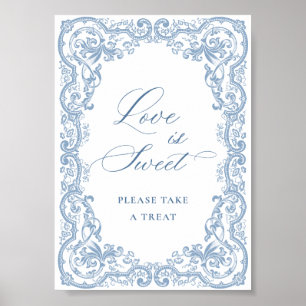 Poster O Ornamentado Renascentista Dusty Blue Floral Love