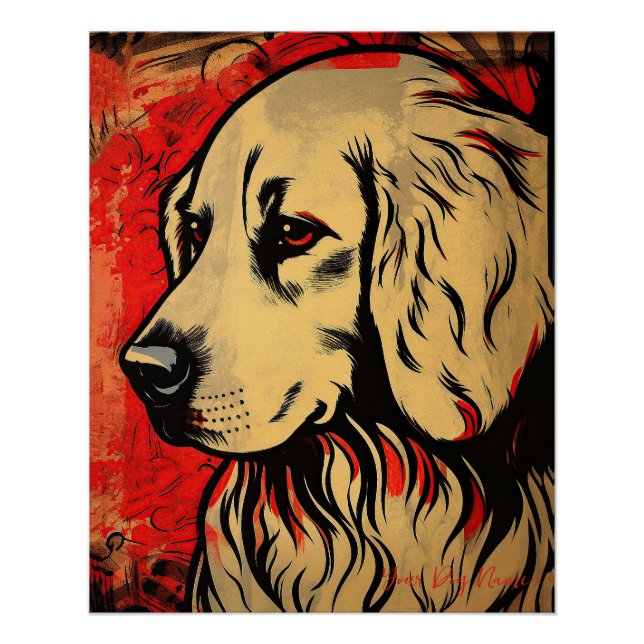 Póster O Ouro Retriever Dog, Red and Black 002 - Ulis (Frente)