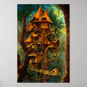 Poster O Ouro Treehouse Arte Digital Fantasia