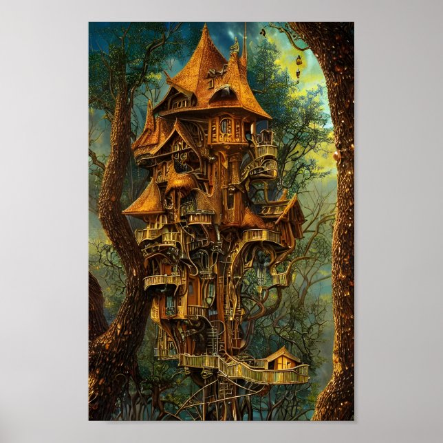 Poster O Ouro Treehouse | Arte Digital Fantasia (Frente)