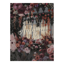 Póster O Outono Chegou Arte de Tipografia Floral na Janel