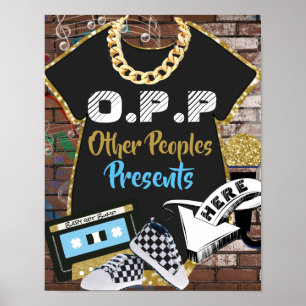 Poster O.P.P Hip Hop Blue Dourado Sinal de Mesa de presen