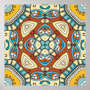 Poster O padrão decorativo desenhado pela mão é perfeito.