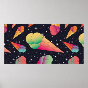 Poster O padrão perfeito do sorvete de tendências. Cone