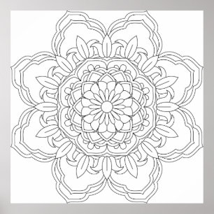 Póster O padrão perfeito é Dodles Mandala. Coloração 