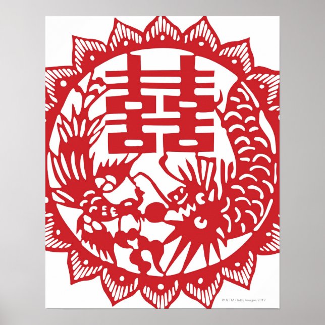 Poster O padrão sortudo significa dupla felicidade (Frente)