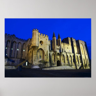 Póster O Palácio do Papa em Avinhão ao pôr do sol. Constr
