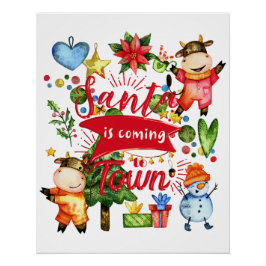 Póster O Papai Noel Está Chegando à Cidade - Festa de Fim