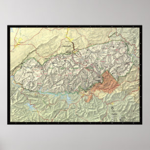 Poster O parque nacional Mapa de Great Smoky Mountains