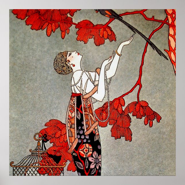 Poster O Pássaro Inconstante por George Barbier (Frente)