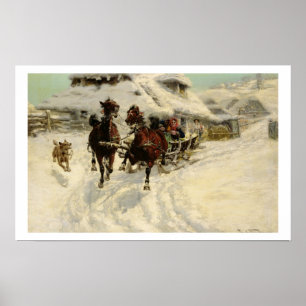 Póster O passeio do trenó, 1896 (óleo em canvas)
