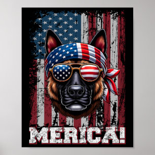 Poster O pastor holandês patriótico sobrevoa a bandeira n