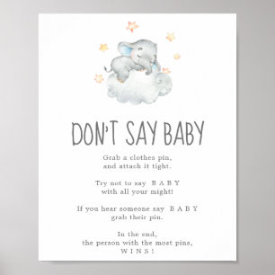 Poster O pequeno elefante dormindo não diz jogo de bebê