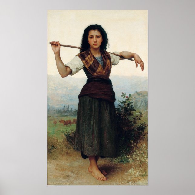Póster O Pequeno Pastor de Bouguereau (Frente)