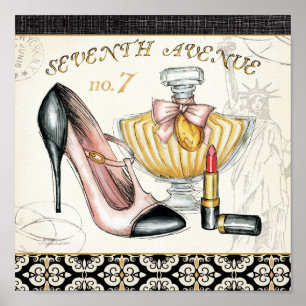 Poster O perfume, o batom vermelho, e uma elevação