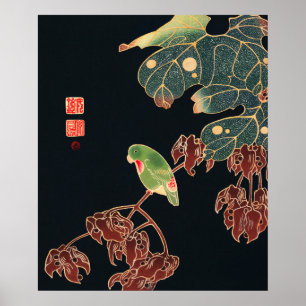 Poster O Periquito por Ito Jakuchu Arte Japonesa de Pássa