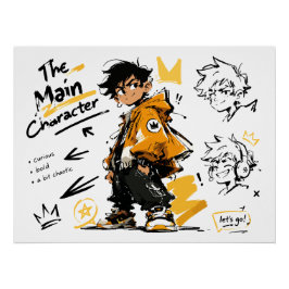 Póster O Personagem Principal Anime Estilo Arte Legal