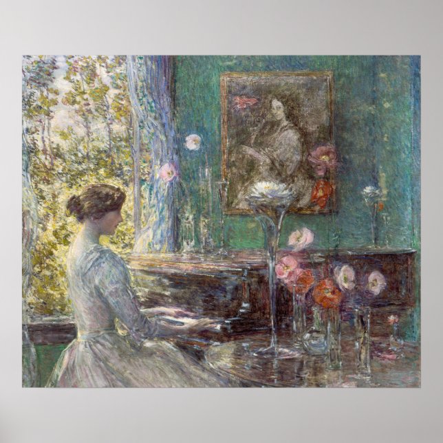Poster O Pianista Elegante, improvisação de Childe Hassam (Frente)