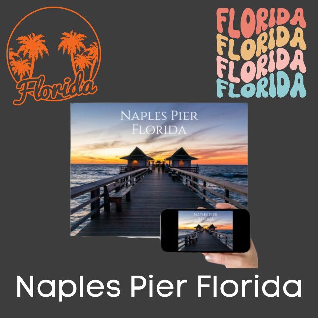 Poster O Píer De Nápoles Na Flórida (Sunset at the Naples Pier in beautiful Florida poster)