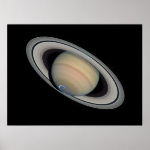 Póster O planeta Saturn com Auroras