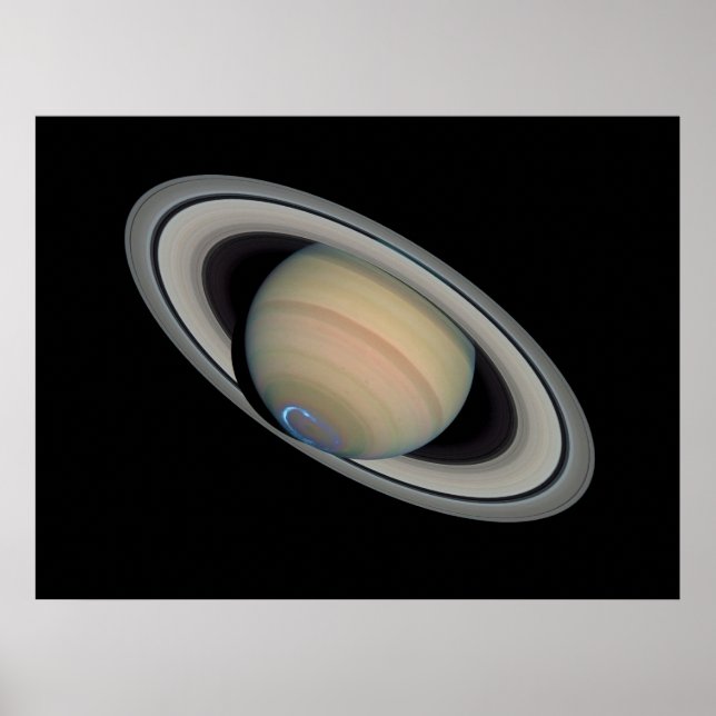Póster O planeta Saturno com Auroras (Frente)