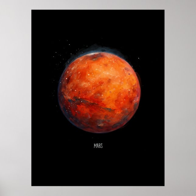 Poster O Planeta Vermelho: Mars Watercolor (Frente)