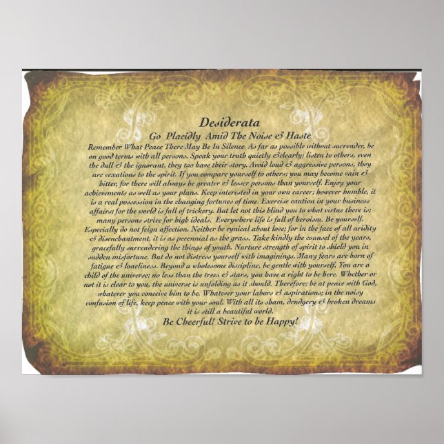 Póster O Poema Desiderata de Max Ehrmann (Frente)