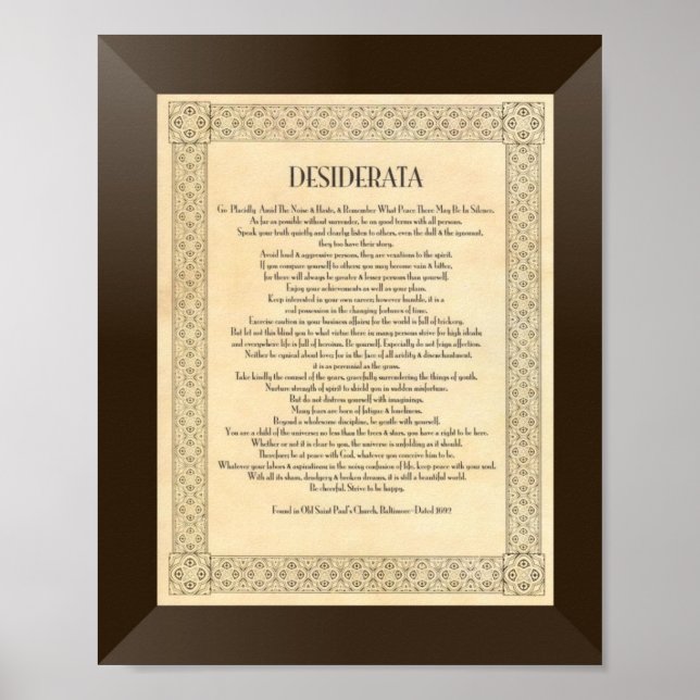 Póster O Poema Desiderata de Max Ehrmann (Frente)