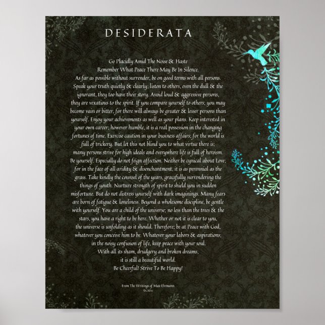 Póster O Poema Desiderata de Max Ehrmann Chalk Art (Frente)