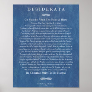 Póster O poema dos Desiderata pela arte máxima da sarja