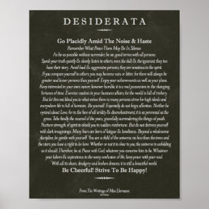 Póster O poema dos Desiderata pela arte máxima do giz de