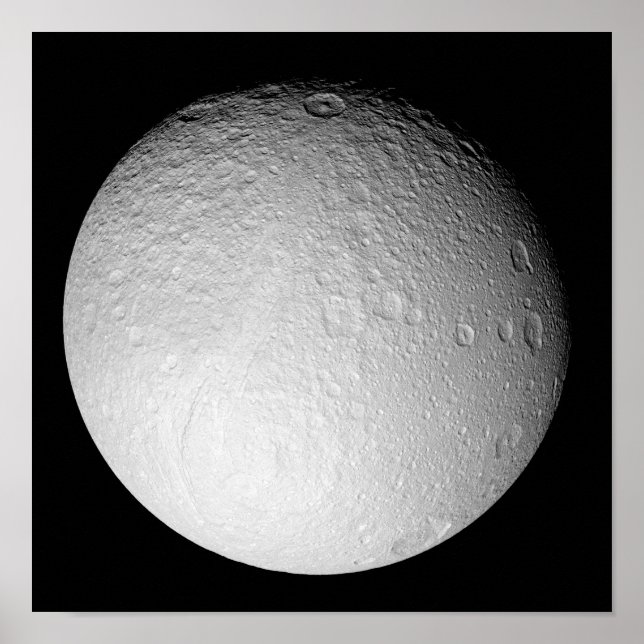 Póster O Polo Sul da Lua de Saturno Tethys (Frente)
