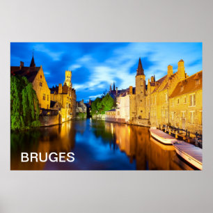 Poster O pôr do sol em Bruges. Bélgica