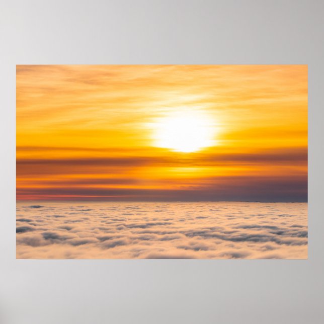 Poster O pôr do sol impressionante acima das nuvens (Frente)