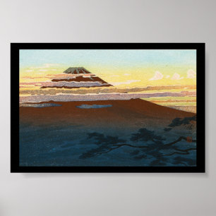 Póster O por do sol japonês legal de fuji da montanha