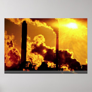Póster O por do sol no moinho de polpa acentua a poluiç