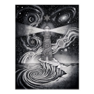 Póster O Portal Espiritual Preto e Branco Poster Espiritu