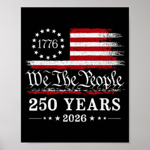 Poster O Povo 250 Anos 1776 2026 Bandeira Americana