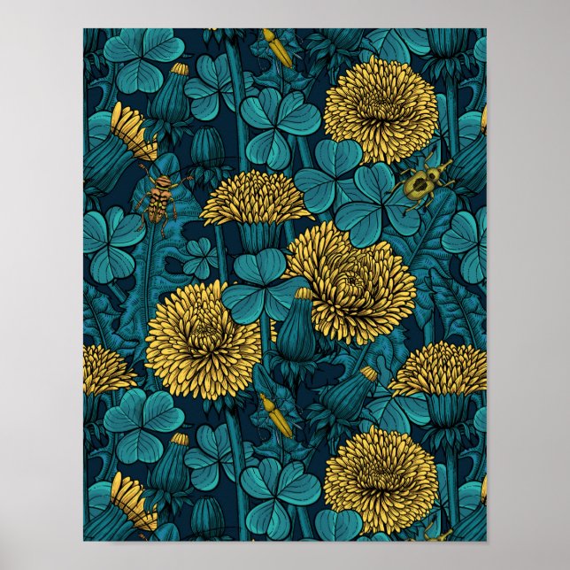 Poster O prado em amarelo e azul (Frente)