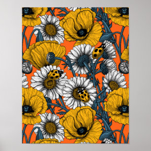 Poster O prado em amarelo e azul