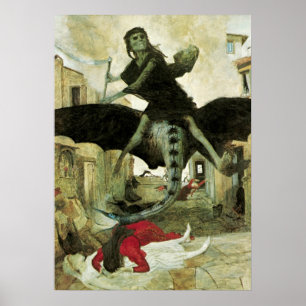 Póster O praga por Arnold Bocklin, simbolismo do vintage