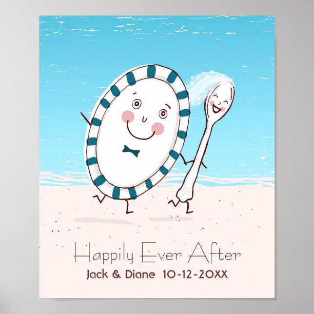 Póster O Prato Fuge com o Casamento da Praia Spoon (Frente)